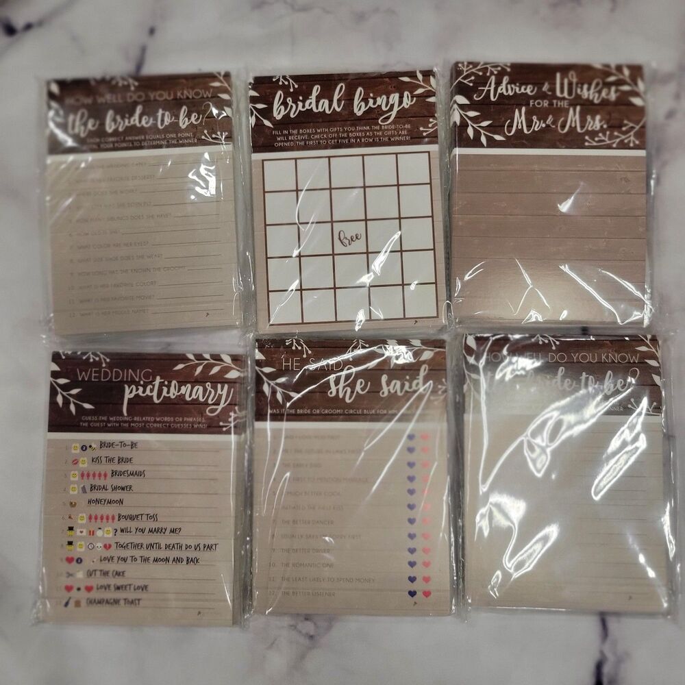 Rustic Wedding Bridal Shower Game Cards